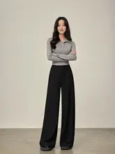小柄女性向けブラックスーツパンツ【高腰・フィット・春夏用】