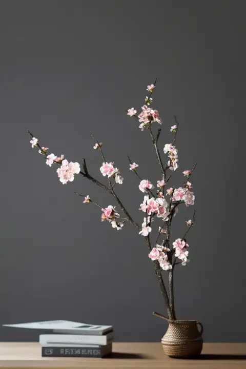 中式造花 梅の花と桃の花のアレンジメント【インテリア用・テーブル花瓶飾り】