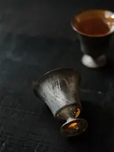 手作りガラス高脚杯【茶用・美しいデザイン】