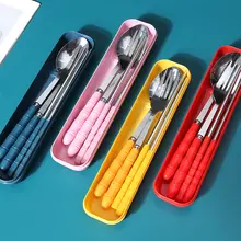ステンレス製の携帯用食器セット【箸・スプーン・フォーク・収納ケース付き】（セットアップ対応）