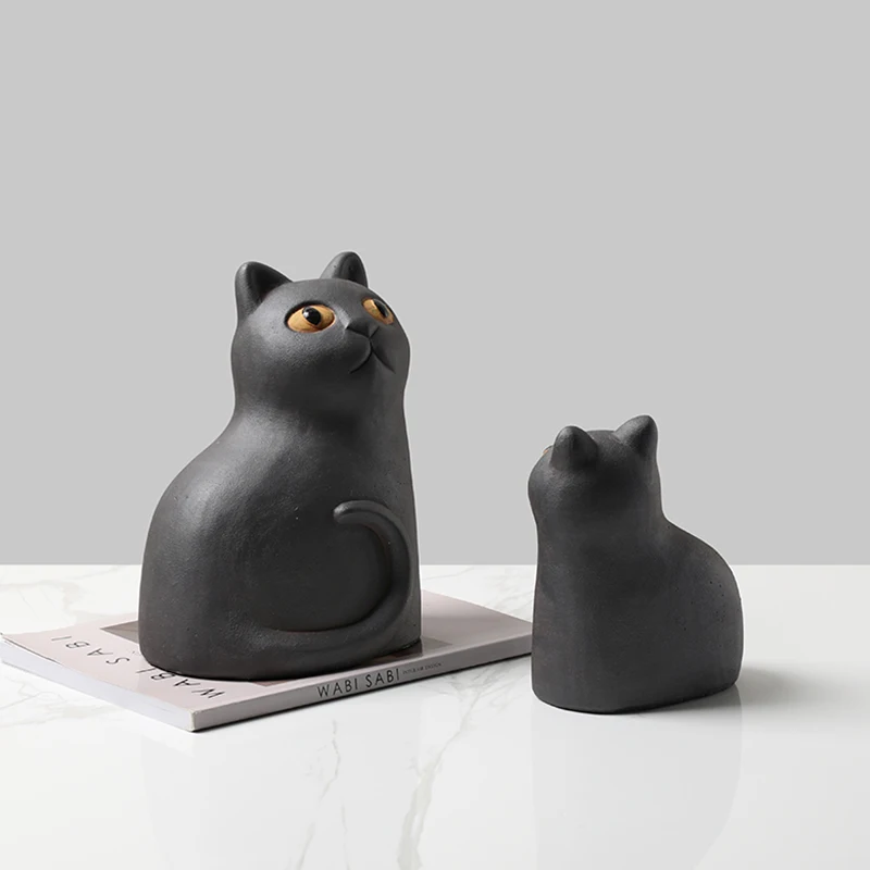 猫飼いが買ってよかったもの・悪かったもの正直に言う - モダンシンプル ブラックキャット コンクリート装飾オブジェ
