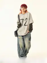 ヴィンテージ風迷彩デザイン長袖Tシャツ【秋用・レディース】