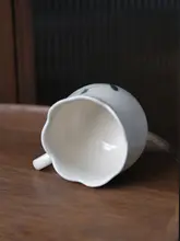 陶製コーヒーカップセット【景徳鎮製・フラワーカット・ラテアート対応・デザイン皿付き】