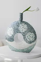 北欧風 大型シェルデコレーション花瓶【高級アート飾り・テーブル用・造花対応】