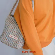 BLEU et ROSE オリジナル ウールチェック トートバッグ【肩掛け・レトロデザイン・バケツ型】
