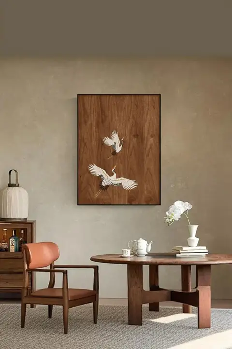 フランス風レトロ装飾画【ウォールアート・胡桃色・高級感あり・リビング用】