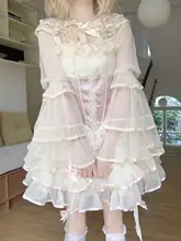 レース付きシフォン長袖トップス【ロリータスタイル・夏用・女性用】