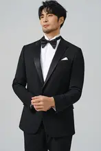 上質な絹とウール使用の メンズフォーマルスーツ【結婚式向け・クラシックデザイン】（セットアップ対応）
