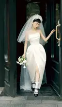 軽やかな復古風 手作り花飾り付きベール【長め・ウェディングフォト用・森のイメージ】