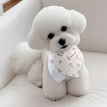 可愛いデザインのペット用よだれかけ【小型犬・フラワープリント・シンプルスタイル】