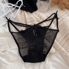 フランス風レースデザインの低腰女性用下着【快適・透かし編み・リボン付き】