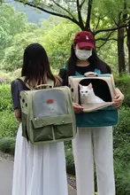 猫用リュックサック【大サイズ・通気性・キャンバス製・夏用】