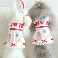 ペット用 かわいいレース袖白ドットのジャンパースカート【テディベア・女の子用】