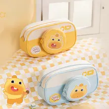 アニメデザインの大容量ペンケース【かわいい水豚・学生向け・文房具収納に最適】