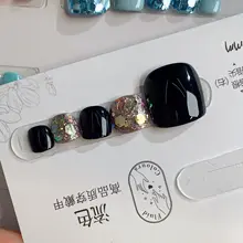 夏用 ネイルシール【ブラックラメ・ハンドメイド・フット用】