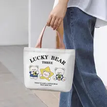可愛いクマの帆布トートバッグ【カジュアル・お弁当用】