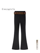黒のフレアスーツパンツ【レディース・ハイウエスト・カジュアル・シンプルデザイン】
