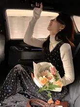 西西里安 ベルベットプリントのキャミワンピース【小柄向け・重ね着対応・冬用】