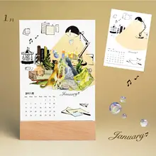 オリジナルデザインのカラフルな卓上カレンダー【DIYコラージュスタイル・黒白デザイン】