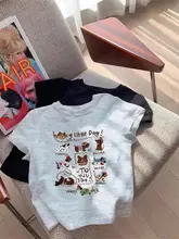 かわいい犬プリントの短袖Tシャツ【フラットデザイン・女性用・ショート丈】
