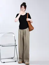 涼しげな大きいサイズのアイスシルクワイドパンツ【・春夏用・体型カバー】