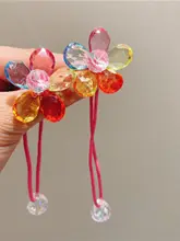 韓国風 透き通る花のヘアアクセサリー【女の子用・ポニーテール用】