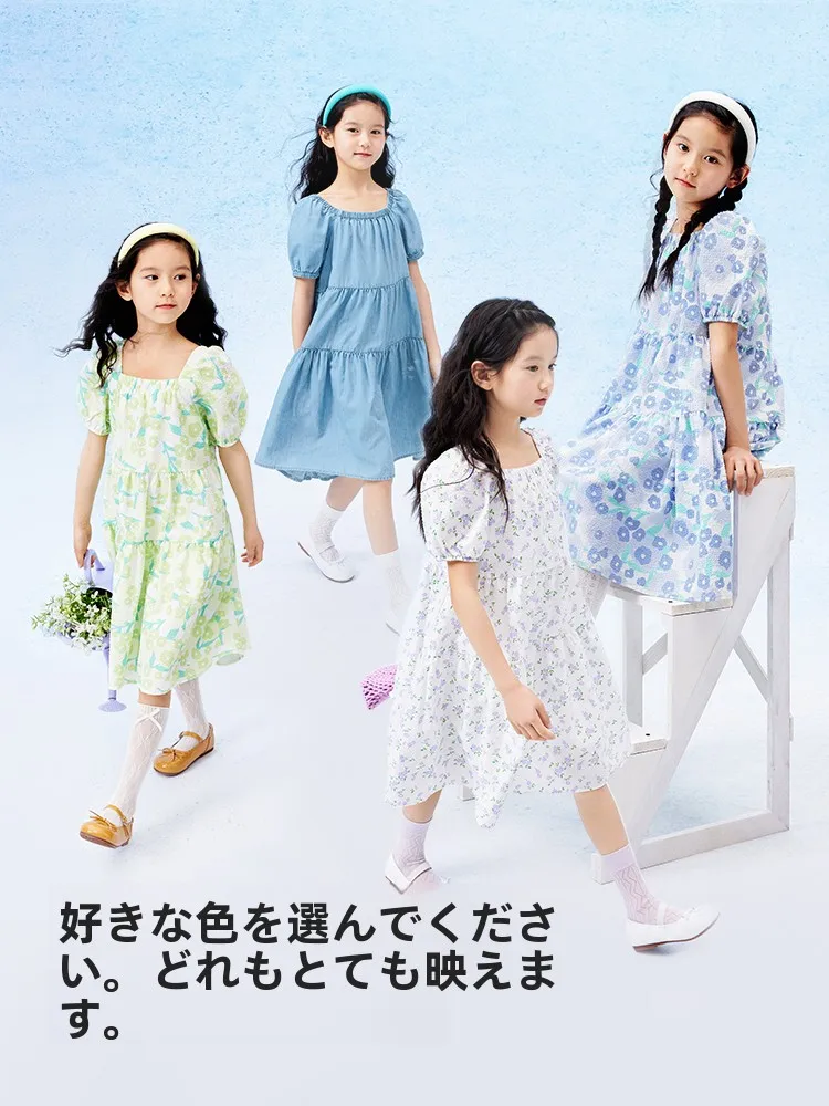 可愛いデザインの女児用ワンピース：夏用パフスリーブモデルの実用性とデザイン特徴