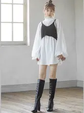 美脚効果抜群！レトロデザインの太ヒールストレートブーツ【ショートスクエアトゥ・女性用】