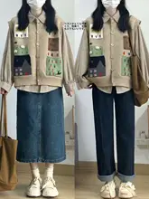 春向きコーディネート！マニッシュ風ノースリーブベストとシャツの二点セット（セットアップ対応）