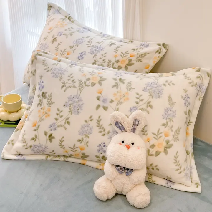 厚手のミルクフリース枕カバー2個セット【秋冬用・カラフル・シングル対応】