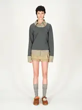 AFTADAWN チェック柄ポロシャツ【長袖・ゆったりシルエット・重ね着風】