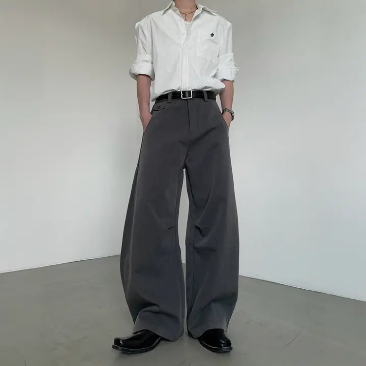 スラックス メンズ ワイド カーブライン ドレープ感 デザイン性 上品 着回し ゆったり「MARTHENAUT」