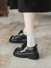 全革製ラウンドトゥ厚底ローファー【カジュアル・コーディネートしやすい・学院風】