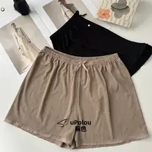 リボン付きレースデザインの通気性ショートパンツ【防透光・ゆったりシルエット】