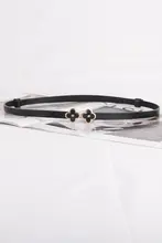 調節可能なウエストベルト【レディース・本革・花飾り・シンプルスタイル・スリムフィット】