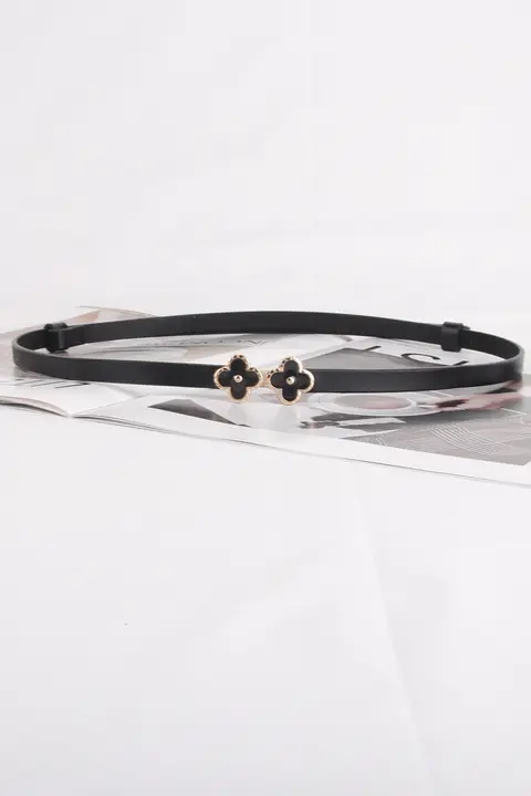 調節可能なウエストベルト【レディース・本革・花飾り・シンプルスタイル・スリムフィット】