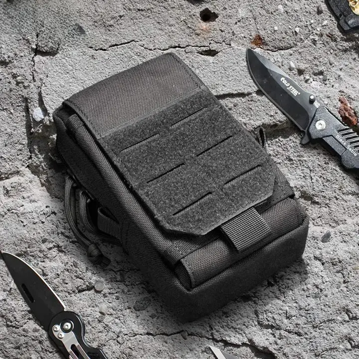 1000Dアウトドアスポーツ用7インチ携帯電話ポーチ【MOLLEタクティカルハンギングバッグ・EDC財布・タバコケース付き】