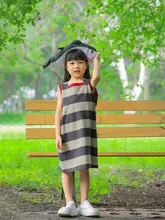 オリジナルデザイン 子供用ワンピース【夏用・ストライプ・カラーブロック・ノースリーブ】 （セットアップ対応）