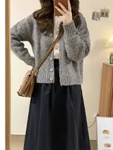 高腰デザインのコットン工装スカート【黒・ヴィンテージスタイル・膝下丈】（セットアップ対応）