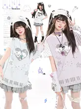かわいいアニメプリント半袖Tシャツ【夏用・ゆったりカジュアル】