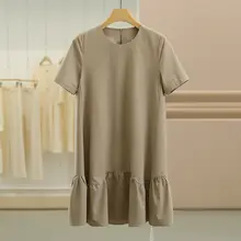 リボン付きフリル襟のカジュアルワンピース【夏用・短袖・花柄】
（セットアップ対応）