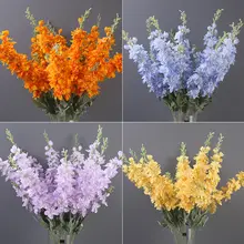 大2叉のデルフィニウム造花【欧式ロングブランチ・ウェディング装飾用・背景用フラワーアレンジメント】