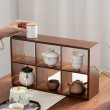 竹製 博古架 小型茶壺スタンド【アンティーク風・茶具置き・テーブル装飾用】