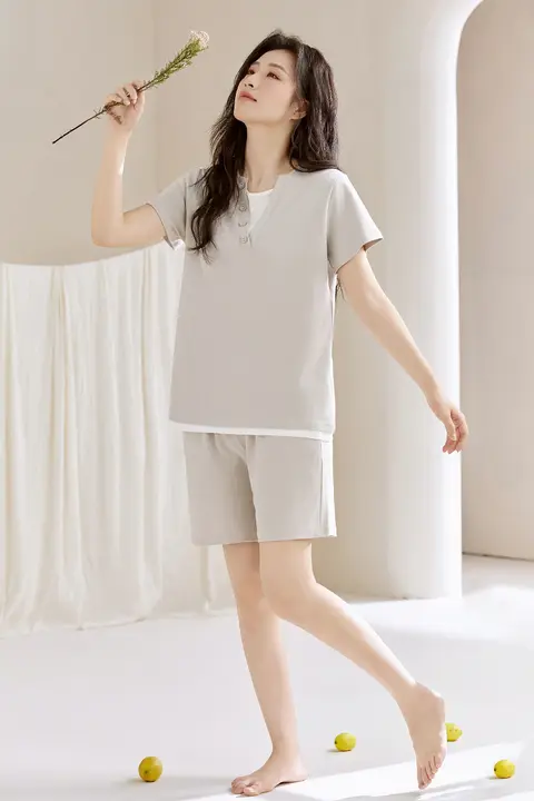 夏用ウェア【全棉・短袖・薄手・シンプルデザイン】（セットアップ対応）