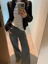 ブルーストライプのワイドレッグデニムパンツ【春夏用・フィット・ストレートシルエット】（セットアップ対応）