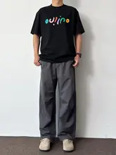 深灰色のウエストゴム夏用薄手ストレートカーゴパンツ【フィット・裾絞り】