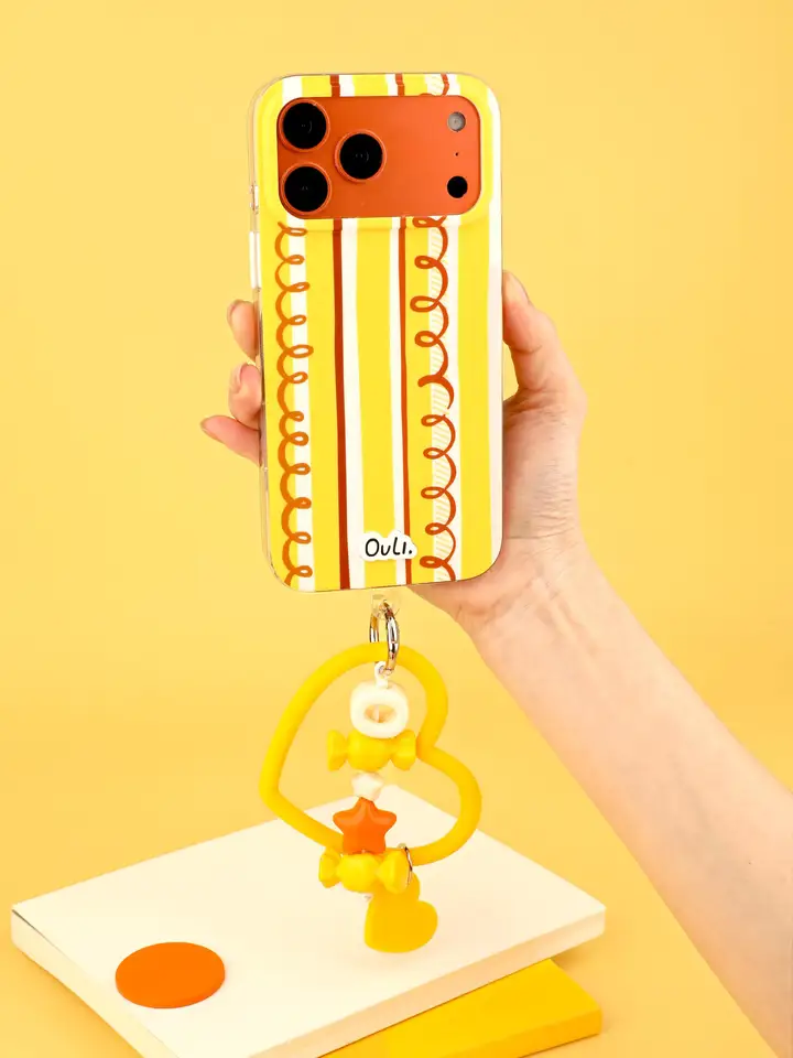 高級感ある青のスマホチェーンストラップ【個性的なデザイン・手提げ用】
