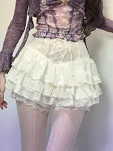 高腰レースのフレアスカート【春夏用・Aライン・甘美なデザイン】（セットアップ対応）