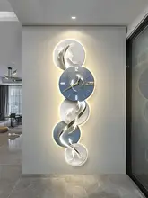 現代的なラグジュアリーエントランス装飾画 九魚図【時計・ライト付き・抽象デザイン・廊下用】