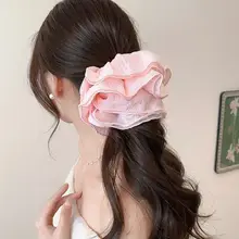 大きなシフォン素材のヘアゴム【褶皺デザイン・上品な印象・髪飾り】